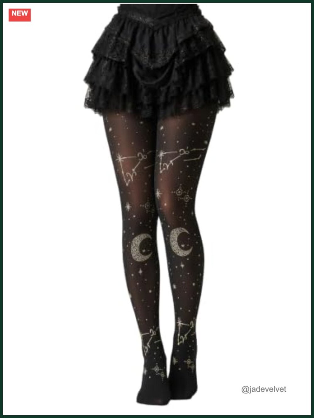 Womens Patterned Tights Moon Stars Glitter One Size Halloween Costume Hosiery